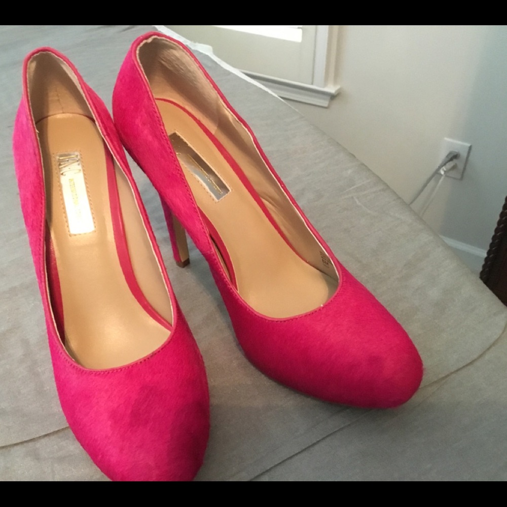 Hot Pink faux hair heels